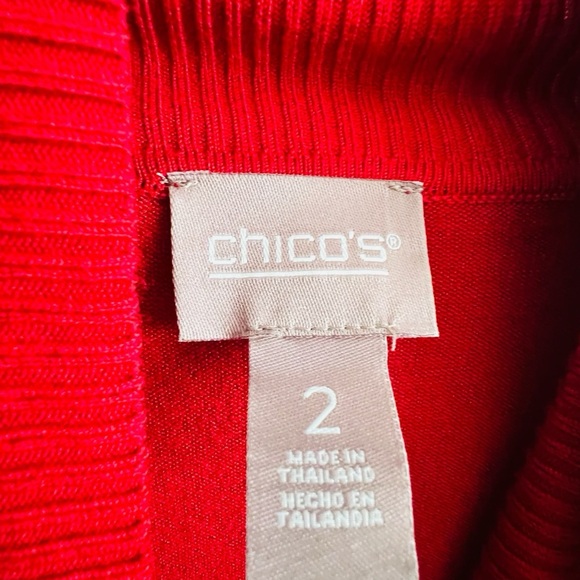 Chicos Red Turtleneck Long Sleeve Sweater Top - Picture 4 of 5